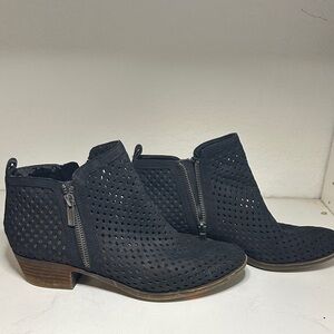 Lucky Brand Black Perforated Ankle Booties Sz 8